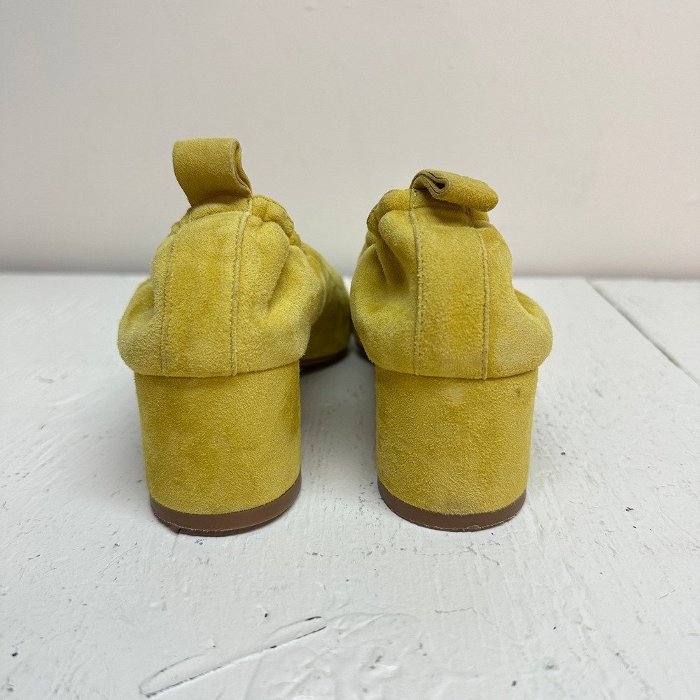 EVERLANE Day Heel Yellow Suede Gathered Elastic Block Heel Pumps Women 6.5 Italy - Picture 7 of 10